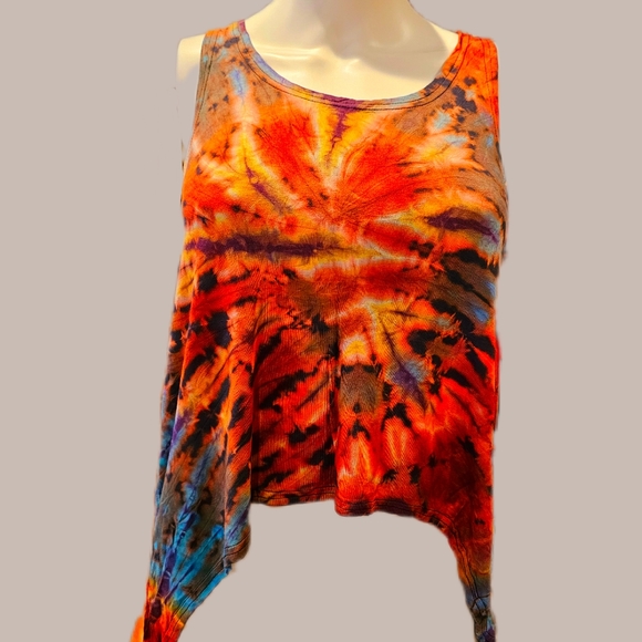 TIE DYE Stretchy Rayon Hippie Hi Lo Top**11 Colors Avail.*** O/S - Picture 6 of 12